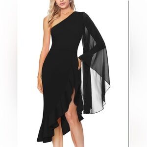 Sexy black one shoulder cocktail dress